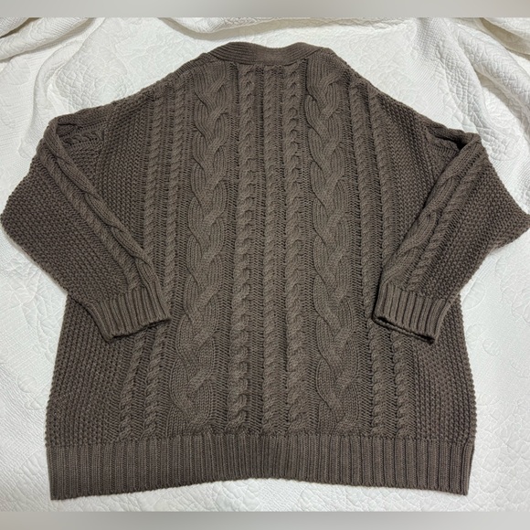 Quince women’s brown Cable Knit Cardigan - Picture 2 of 4